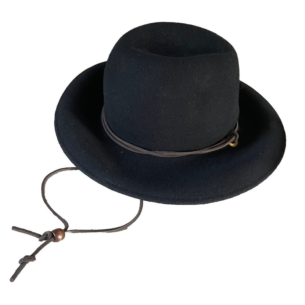 Vintage Smith & Hawken Ladies Wool Felt Hat in Black OS Great Condition Italy